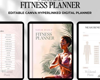 PLR Fitness Digital Planner, dfy Undated, MRR Planner Master Resell Rights, Plr Journal, Resell Planners, Notebook, Digital Products, Canva