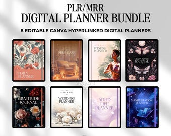 PLR Digital Planner Bundle MRR Undated, Planner Master Resell Rights Plr Planner Journal Resell Planners Canva template dfy