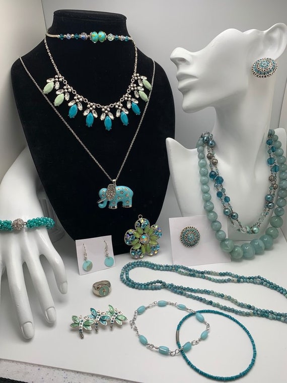 Lot Of Turquoise/Blue Color Costume Jewelry (Good 