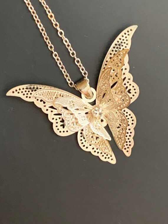 Delicate Filigree Butterfly Necklace (Sterling Si… - image 3