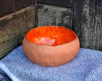 Ceramic handmade BOWL, Terracotta, Orange color, Handmade clay, Decor, Home, Interior