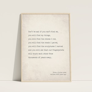 Lycian Poetry Written 3000 Years Ago, Love Poetry from Ancient Times, Vintage Valentines Poetry from Lycian, Poem for Lover Anniversary Gift