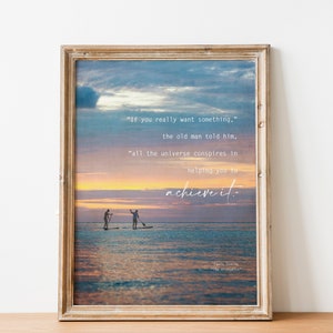 İnsipirational Quote from Paulo Coelho The Alchemist | Positive Affirmation Wall Art | Sunset Home Decor