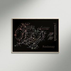 Art mural carte rock, carte musicale unique, art numérique Hard Rock, cadeau pour les mélomanes, décoration rock and roll, affiche de groupe de rock