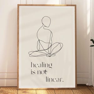 Healing is Not Linear Print, Minimalist Line Art (Digital Download)