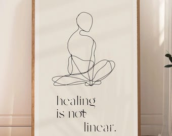 Heilung ist nicht linear Print, minimalistische Linie Kunst (digitaler Download)