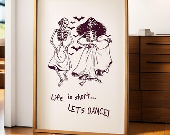 Vintage Halloween Skeleton Dance Art Print (Digital Download)