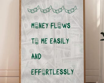 Money Affirmation Wall Art, Manifestation Digital Print, Abundance Mindset Decor, Motivational Money Poster, Wealth Law of Attraction Art