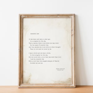 Poesia de Amor de Edgar Allan Poe, Arte de Parede, Edgar Allan Poe, Annabel Lee, Carta de Amor, Votos de Casamento, Presente Significativo para o Dia dos Namorados, Poema de Amor