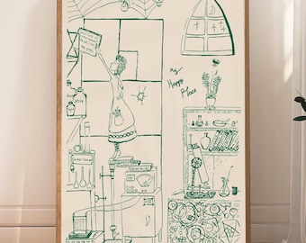 Labor Kunstdruck, Wissenschaft Wand Dekor, Wissenschaftlerin Zeichnung, Retro Labor Illustration, Chemie Kunst, digitaler Download, My Happy Place