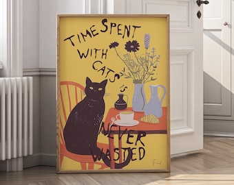 Vintage Black Cat Print, Sigmund Freud Quote, Cat Lover Gift (Digital Download)