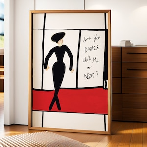 Are you Dance with me or Not? Dance Wall Art, Retro Dance Quote Poster, Trendy Quote Print, Trendy Dance Poster, Handdrawn Illustration Art