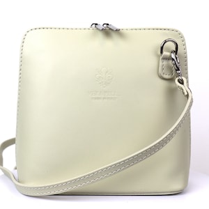 Bolso pequeño de piel italiana color crema con correas desmontables, bandolera de piel auténtica, bolso clásico femenino, bolso elegante para mujer.
