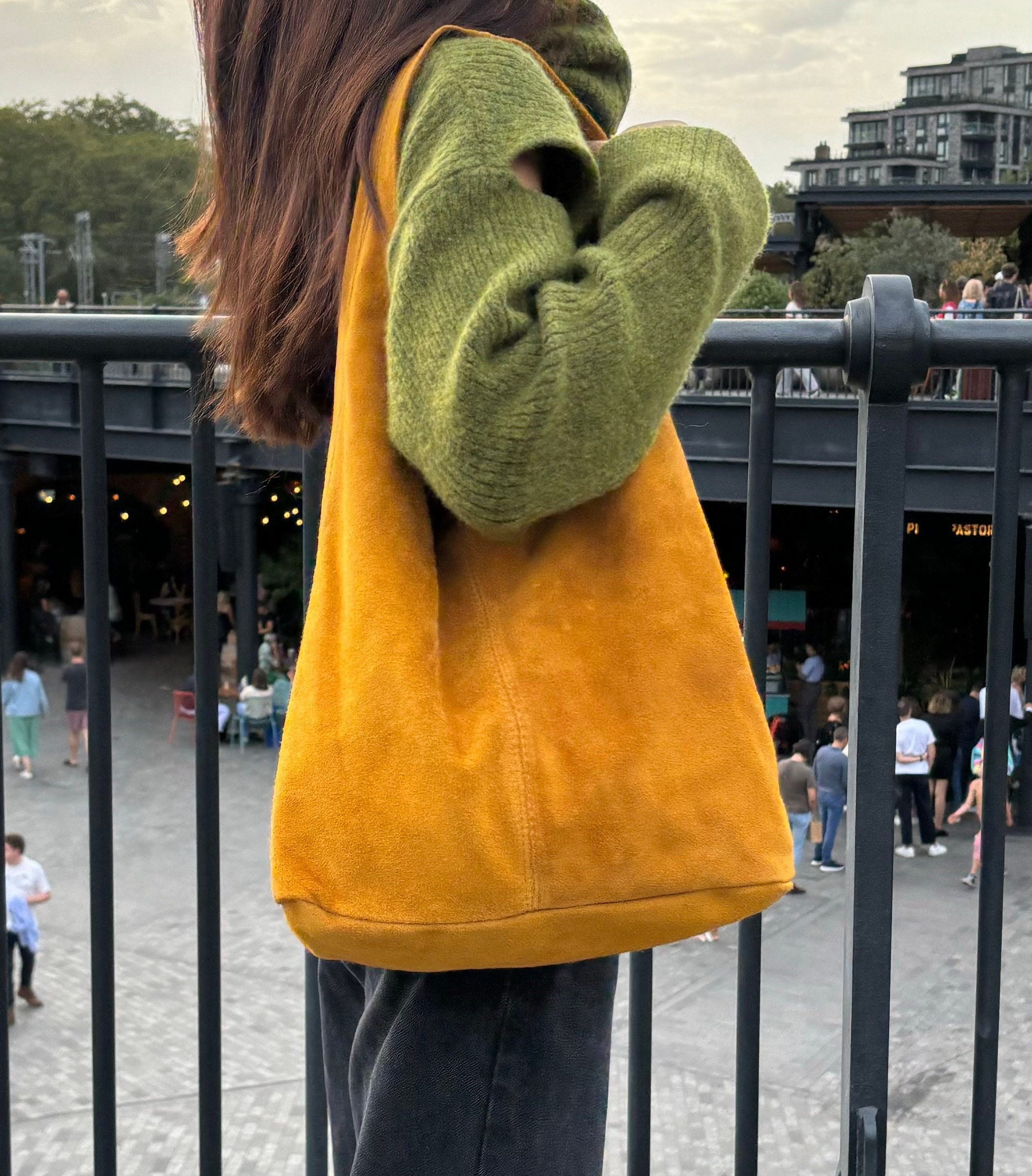 Tano Genuine Leather Studded Mustard Yellow Shoulder Bag? Berna Medium Handbag Mustard Yellow – Adorn Purse & Co main image 3