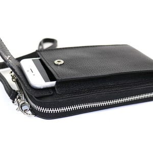 Genuine Leather Phone Bag Handmade Card Holder Compact Leather Crossbody Bag Cowhide Italian Leather Pouch Phone Wallet Travel Purse