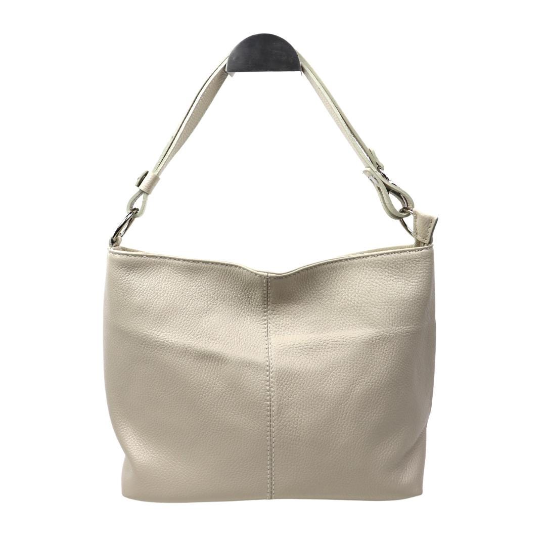 Handmade Cream Italian Leather Shoulder Bag: Elegant  display picture 2