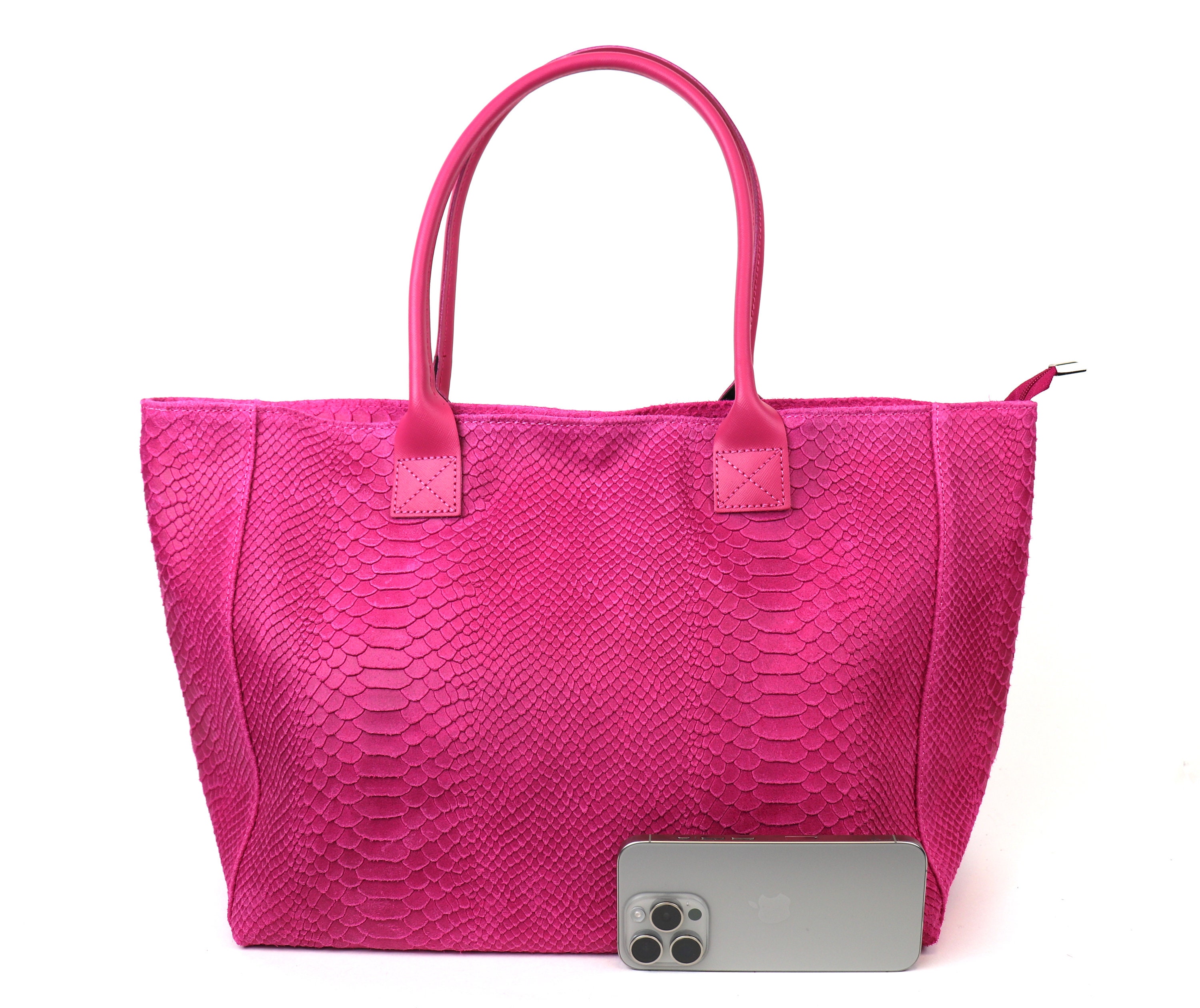 Borsa Hobo In Vera Pelle Scamosciata Con Pochette E Cerniera - Italia - Foto 5