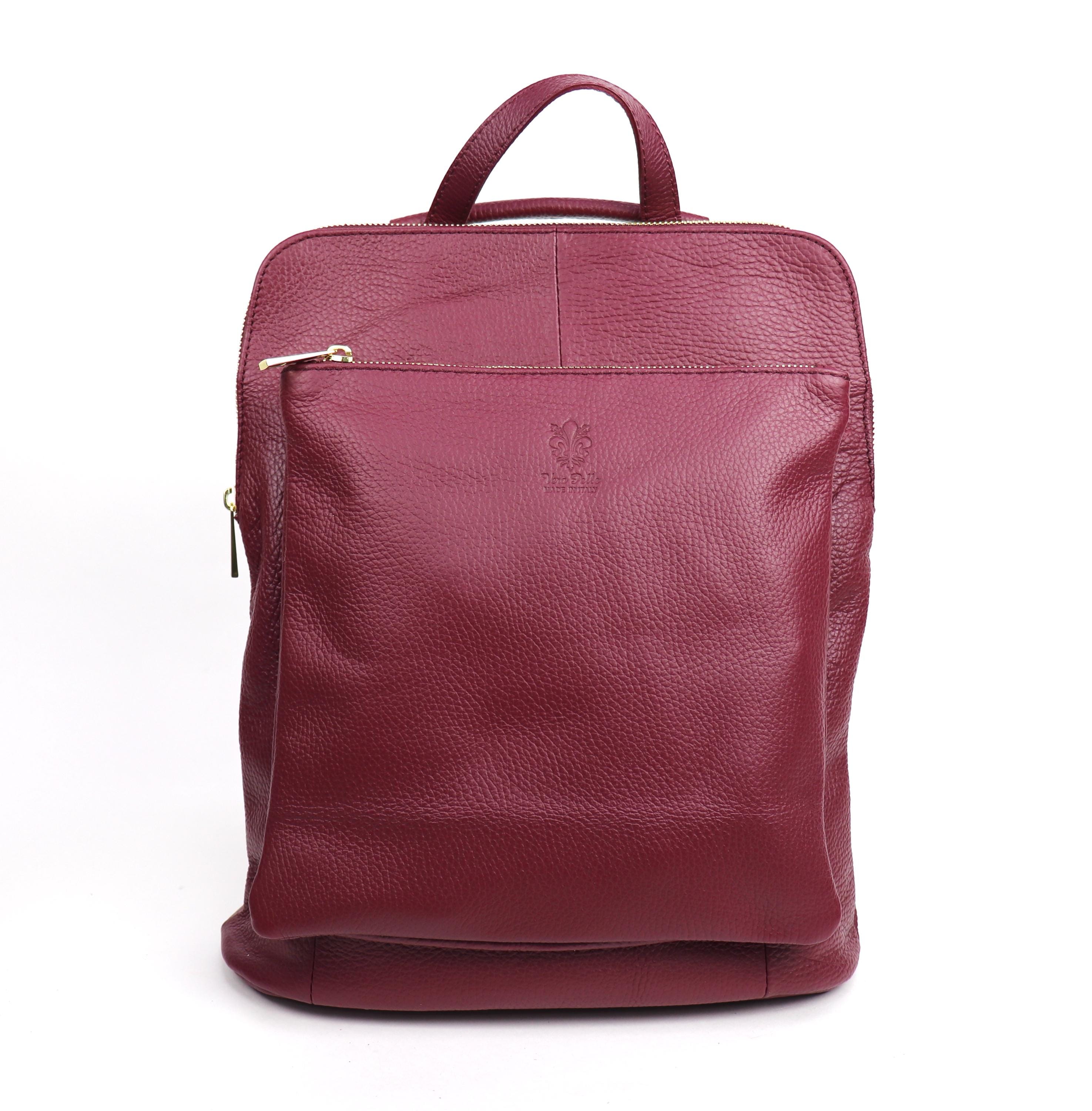 Handmade Burgundy Italian Leather Backpack: Versatile 