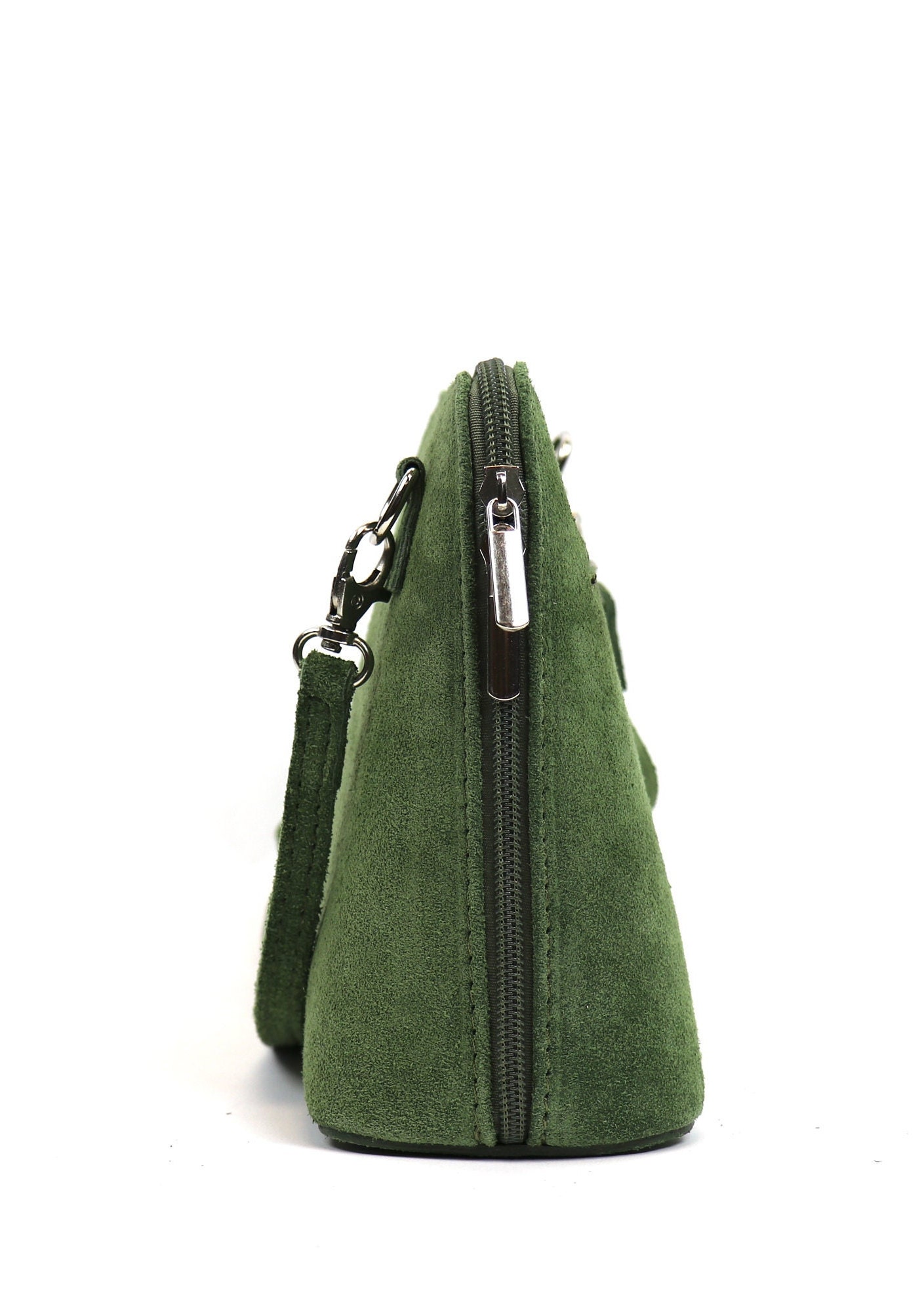 Small Olive Genuine Italian Suede Leather Handbag with Detachable Straps Suede Crossbody Bag Classic Green Handbag Elegant Women s Handbag