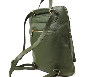 Vera Pelle Backpack Purse Green Leather Patty - Leather Convertible Backpack Shoulderbag | BACKPACKS  main image 4