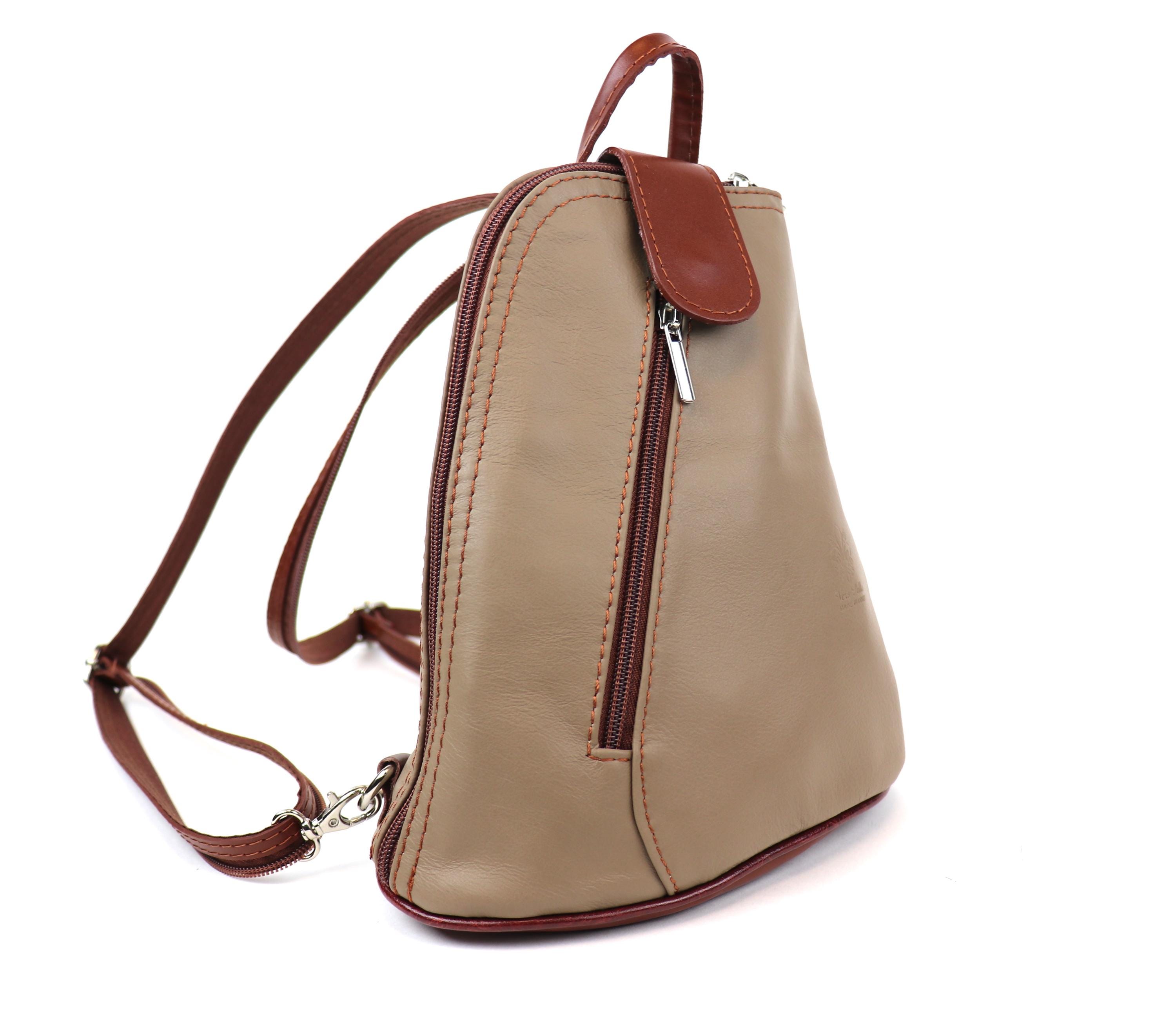 Small Taupe and Tan Italian Soft Leather Backpack