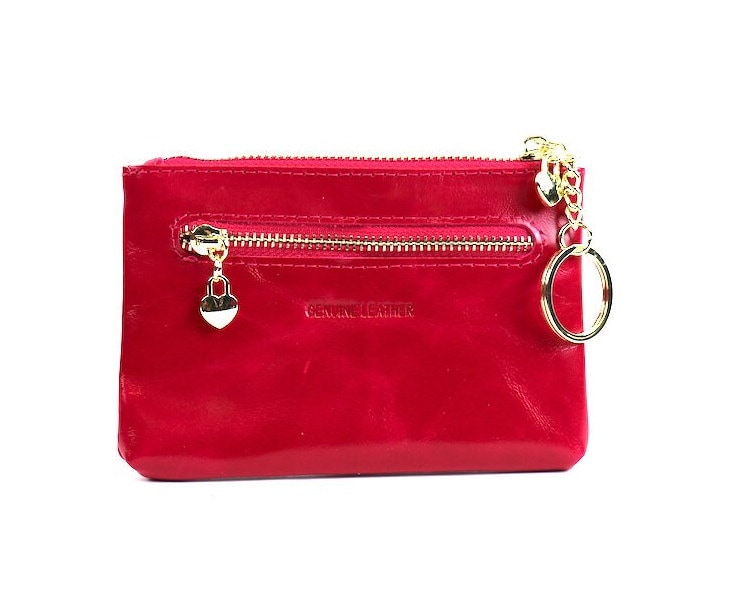 Handmade Italian Leather Money Pouch With Keyring Small