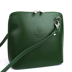 Petit sac à main en cuir italien vert foncé avec bretelles amovibles Sac à bandoulière en cuir véritable Sac à main vert classique Sac pour femme élégant