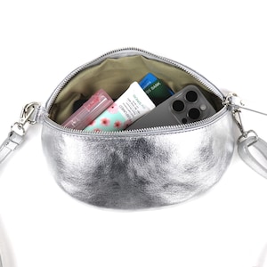 Handmade Italian Leather Bumbag: Silver Hardware, Adjustable Strap