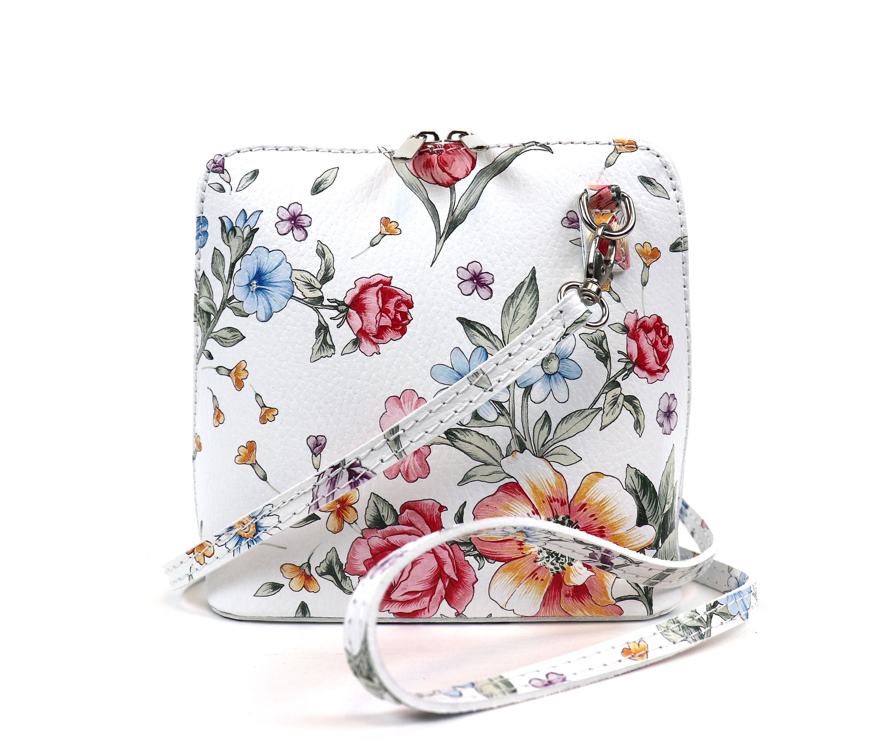 Handmade Floral Genuine Leather Handbag With Detachable