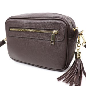Chocolate Brown Genuine Italian Leather Crossbody Bag Handmade Minimalist Brown Bag Women’s Leather Shoulder Bag Elegant Handbag for Women