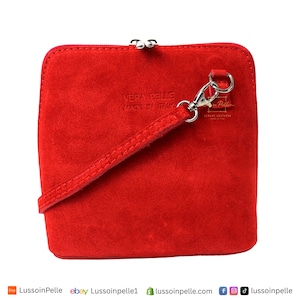 Small Red Genuine Italian Suede Leather Handbag with Detachable Straps Suede Crossbody Bag Eye Catching Red Handbag Elegant Women&#39;s Handbag
