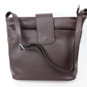 Chocolate Brown Italian Leather Crossbody Bag with Adjustable Straps Handmade Leather Shoulder Bag Elegant Womens Large Handbag Gift for Her