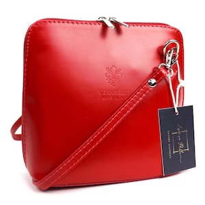 Sac à main rouge en cuir italien véritable fait main avec bretelles amovibles Sac à bandoulière en cuir véritable Sac à main rouge minimaliste Sac pour femme élégant