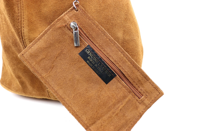 Cali Tan Brown Genuine Suede Tote Bag Everyday Practical Leather Hobo