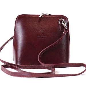 Kleine Burgunder italienische Lederhandtasche mit Abnehmbaren Riemen Echtleder Crossbody Bag Klassische Graue Handtasche Elegante Damenhandtasche
