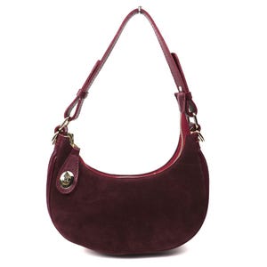 Burgund Halbmond Echtes Italienisches Leder Handtasche Abnehmbare Schulter Crossbody Riemen Handgemachte Burgund Leder Umhängetasche Elegante Tasche
