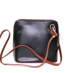 Petit sac à main en cuir italien noir marron clair avec bretelles amovibles Sac à bandoulière en cuir véritable Sac à main noir classique Sac pour femme élégant
