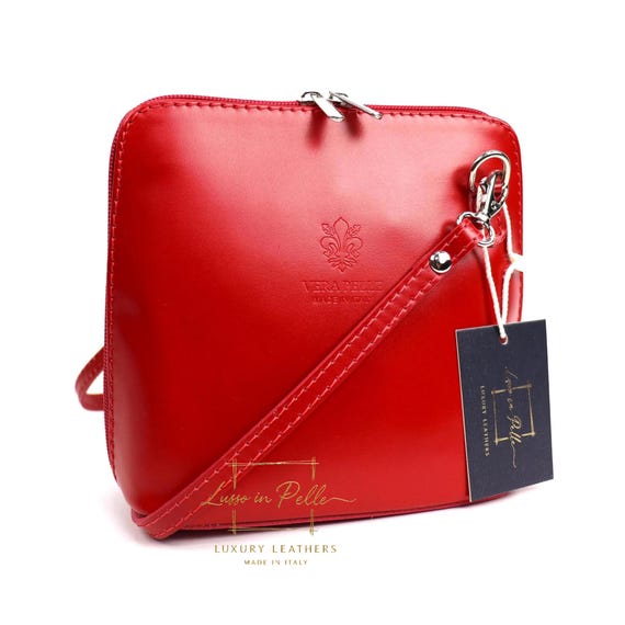 Ella Small Red Genuine Italian Leather Handbag With 