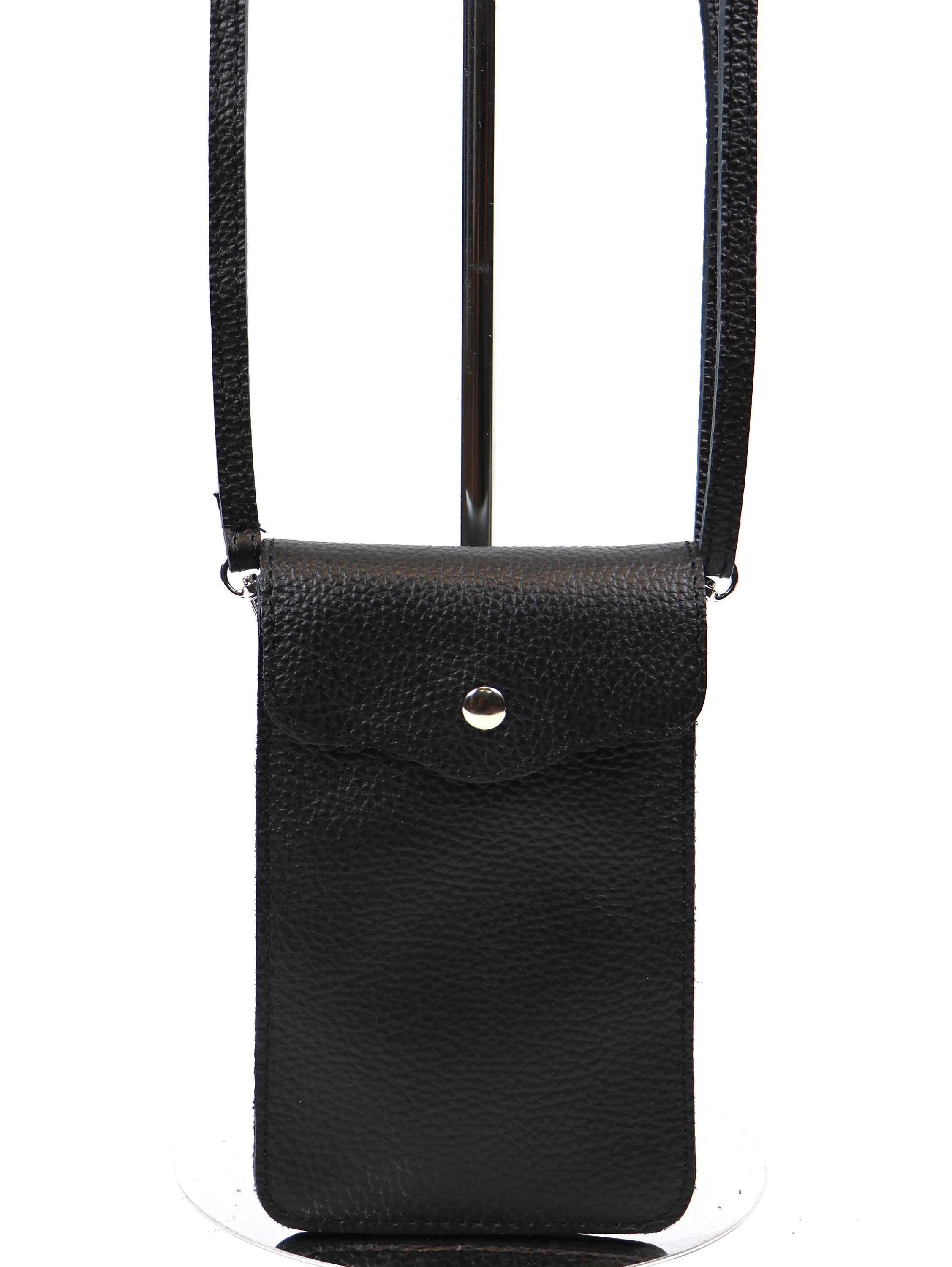 Carrie Black Genuine Leather Crossbody Phone Bag Minimalist Etsy UK