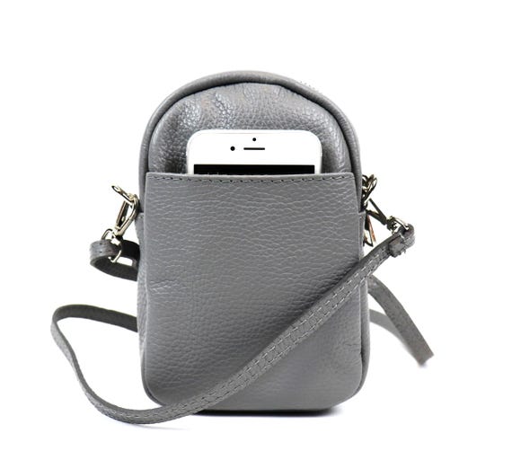 Light Grey Genuine Leather Phone Bag Italian Leather Crossbody Bag Compact Leather Shoulder Bag Minimalist Leather Pouch Mini Travel Purse Etsy Canada