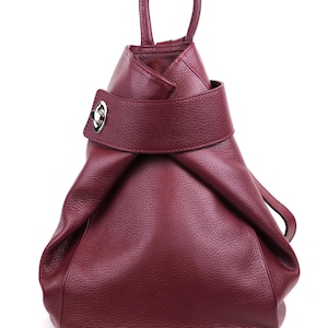 Sac à dos bordeaux en cuir grainé italien véritable pour ordinateur portable Sac à dos décontracté Sac à dos artisanal Sac à dos en cuir pour femme Sac à dos de tous les jours