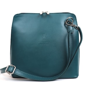 Petrol Mittelgroß Echtes Italienisches Leder Handtasche mit Abnehmbaren Riemen Echtleder Crossbody Bag Klassische Petrol Handtasche Elegante Damentasche