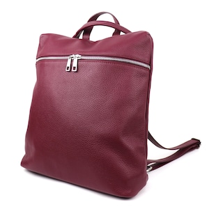 Burgund Vielseitiger Italienischer Leder Rucksack für Laptop Beere Lässiger Rucksack Handgefertigter Leder Rucksack Rucksack für jeden Tag