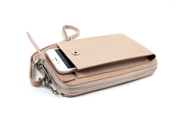 Vera Dusty Pink Genuine Leather Phone Bag Card Holder Compact Leather Crossbody Bag Handmade Italian Leather Pouch Phone Wallet Travel Purse Etsy Ireland