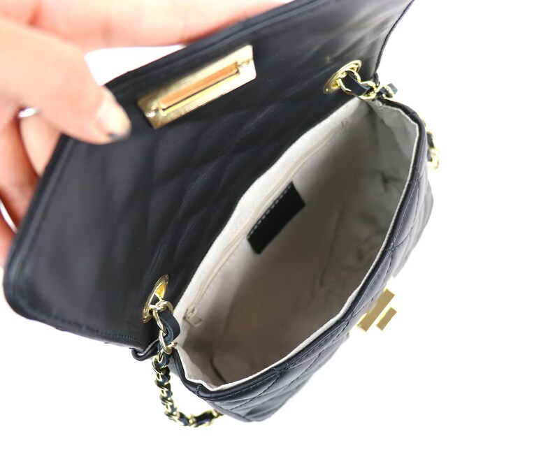 Small Taupe Quilted Italian Leather Handbag With Adjustable Straps