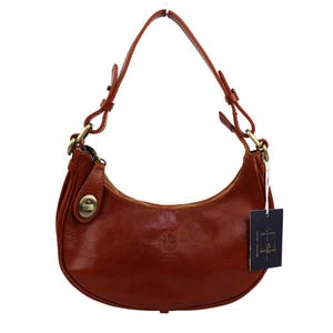 Tan Italian Leather Shoulder Bag: Handmade Crossbody with Detachable Strap
