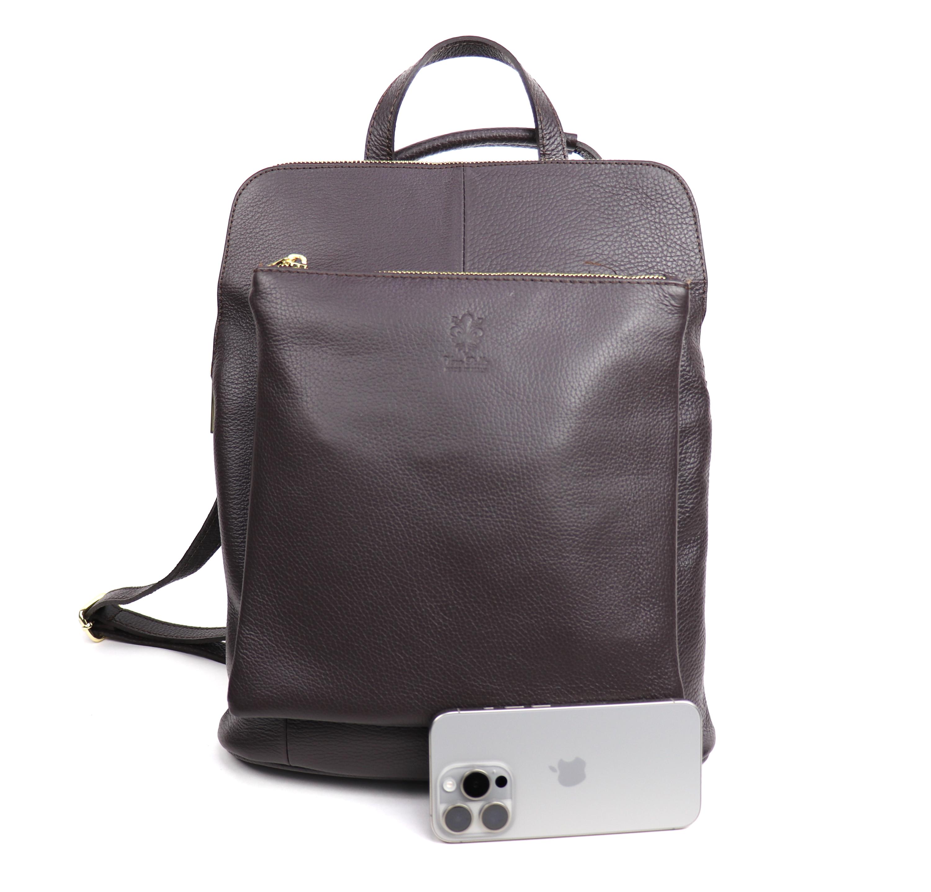 Elegant Brown Textured Backpack Italian Luxury Authentic Italian Leather Backpacks | Premium Tuscan Collection – San  main image 3