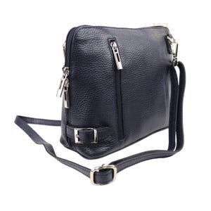 Rechteckige italienische Leder Crossbody Bag mit verstellbaren Riemen Handgefertigte Echtleder Handtasche Klassische Tasche mit Reißverschlusstaschen
