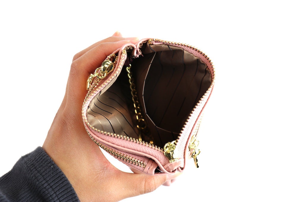 Handmade Italian Leather Money Pouch With Keyring Small