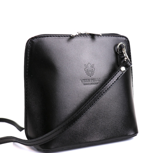 Small Black Italian Leather Handbag With Detachable Straps Genuine Leather Crossbody Bag Classic Black Handbag Elegant Women s Crossbody Bag Etsy